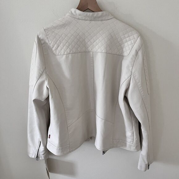 NWT Levi Strauss & Co Women’s Cream Color Faux Leather Motorcycle Jacket… - Picture 10 of 13